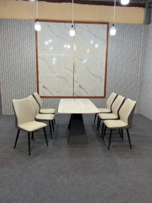 bộ bàn ghế ăn nhập khẩu 6 ghế Keny màu trắng