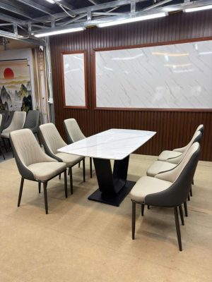 bộ bàn ghế ăn nhập khẩu 6 ghế Monet vip màu be