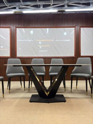 Bộ bàn ghế ăn nhập khẩu 6 ghế Momet màu xám Vip A21 