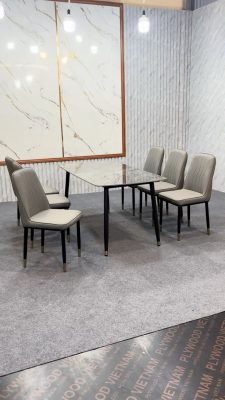 Bộ bàn ghế ăn nhập khẩu 6 ghế  monet không tay xám A13 