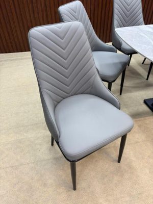 bộ bàn ghế ăn nhập khẩu 6 ghế Xương cá màu xám