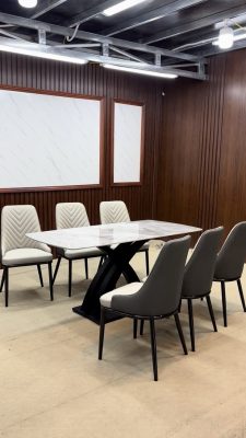 bộ bàn ghế ăn nhập khẩu 6 ghế Seraton màu xám