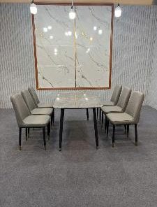 bộ bàn ghế ăn nhập khẩu 6 ghế Monet không tay màu xám ghi A20